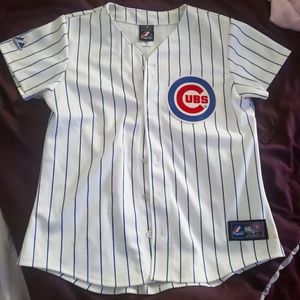Womans pinned stripped majestic Cubs sz M home jersey